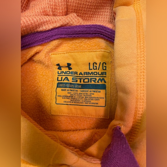 Under Armor Orange Cotton Blend Hoodie sz L - Picture 3 of 3